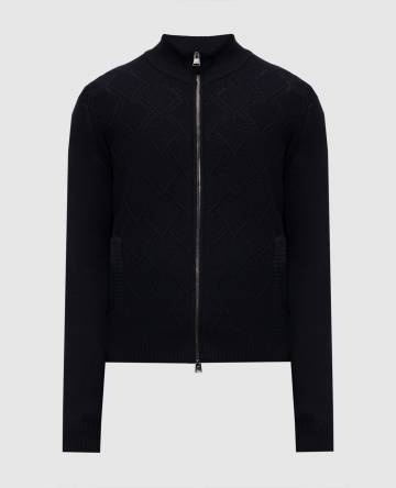 Синий кардиган из мериноса шерсти в узор