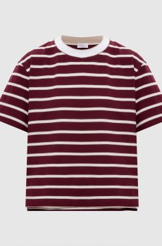 Бордовая футболка в полоску с цепочкой мониль