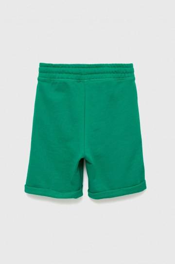 Детские хлопковые шорты United Colors of Benetton цвет зелёный регулируемая талия Детские хлопковые шорты United Colors of Benetton цвет зелёный регулируемая талия