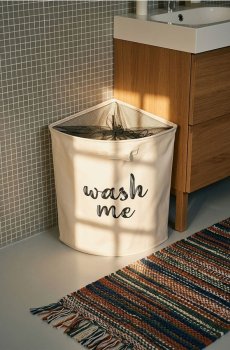 Кошик для білизни з написом WASH TIME - білий