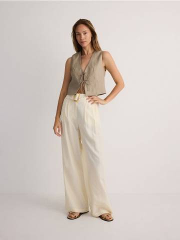 Reserved - Модальні штани - кремовий - 653AC-01X