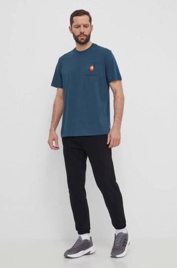 Хлопковая футболка adidas Originals мужская цвет бирюзовый с аппликацией IS2919 Хлопковая футболка adidas Originals мужская цвет бирюзовый с аппликацией IS2919