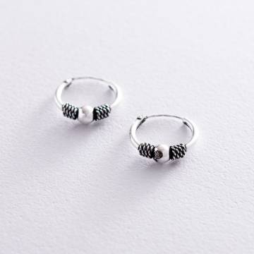 Серебряные серьги - кольца 122740 Серебряные серьги - кольца 122740