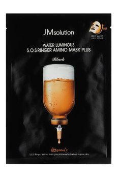 Ампульная тканевая маска для лица JMsolution Water Luminous S.O.S. Ringer Amino Mask Black с аминокислотами, 28 мл