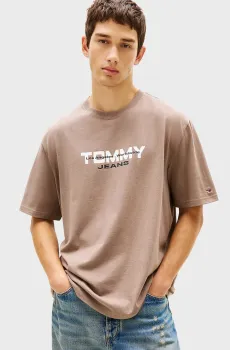 Мужская бежевая футболка BLOCK Бежевый M Tommy Jeans DM0DM22550