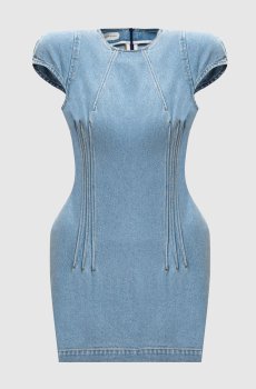Голубое джинсовое платье мини