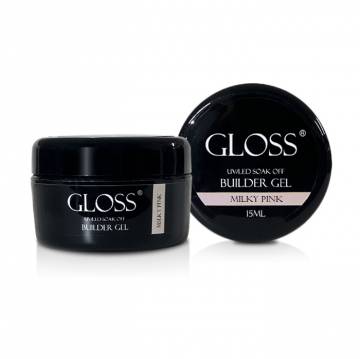 Однофазный гель для ногтей Gloss Builder Gel UV/LED Soak Off, Milky Pink, 15 мл Однофазный гель для ногтей Gloss Builder Gel UV/LED Soak Off, Milky Pink, 15 мл