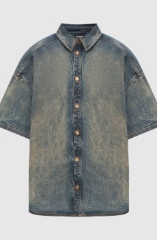 Синяя джинсовая рубашка с винтажным эффектом