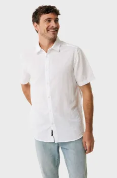 Мужская белая льняная рубашка BRANDON Basic linen shirt short sleeve Белый M Mexx MF007200251M