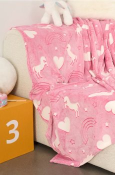 Плед з флуоресцентним принтом - фуксія