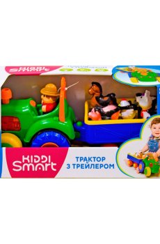 Игровой набор Kiddi Smart Трактор с трейлером, украинский, 16*40*18 см, от 1 года, 7 элементов (063180)
