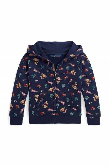 Детская кофта Polo Ralph Lauren цвет синий с капюшоном узор Детская кофта Polo Ralph Lauren цвет синий с капюшоном узор