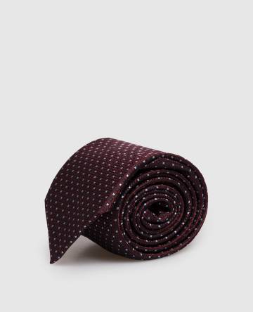 Бордовый галстук из шелка в узор