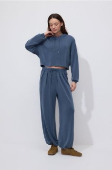 Reserved - Короткий світшот з віскозою - темно-синій - 804HS-95X