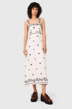 Женское белое льняное платье Белый 40 MAJE MFPRO04300_Ecru - Black