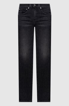 Серые джинсы слим с эффектом потертости