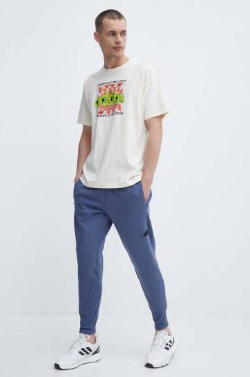 Хлопковая футболка adidas Originals мужская цвет бежевый с принтом IS2905 Хлопковая футболка adidas Originals мужская цвет бежевый с принтом IS2905