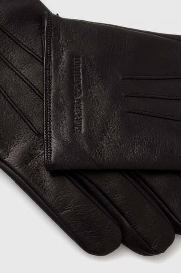 Кожаные перчатки Emporio Armani мужские цвет чёрный Кожаные перчатки Emporio Armani мужские цвет чёрный