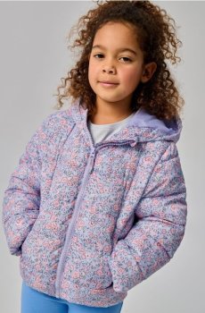 Квітована куртка puffer з капюшоном - різнобарвний