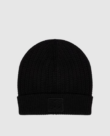 Черная шапка из шерсти с логотипом