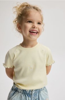 Reserved - Футболка в рубчик з вишивкою - жовтий - 270HU-11X