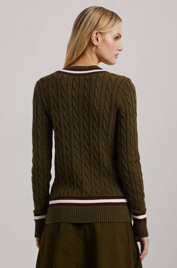 Хлопковый свитер Lauren Ralph Lauren цвет зелёный 200951624 Хлопковый свитер Lauren Ralph Lauren цвет зелёный 200951624