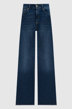 Синие джинсы клеш с патчем логотипа