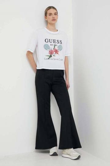 Хлопковая футболка Guess женский цвет белый Хлопковая футболка Guess женский цвет белый