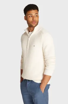 Мужская белая кофта STRUCTURE GLOBAL STRIPE ZIP MOCK Белый L Tommy Hilfiger MW0MW38086
