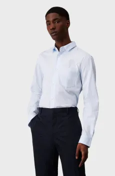 Мужская голубая рубашка в полоску POPLIN STRETCH STRIPE Голубой XXL Calvin Klein K10K113491