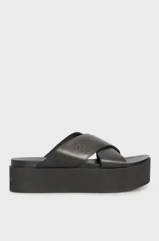 Женские черные кожаные мюли FLATFORM CROSS Черный 39 Calvin Klein YW0YW01349