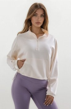 Кофта на блискавці soft touch з домішкою віскози - кремовий