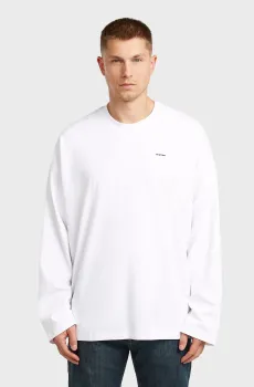 Мужской белый лонгслив Heavy jersey Белый L G-Star RAW D28608,D709