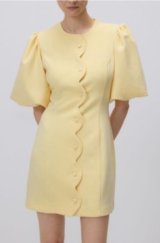 Reserved - Сукня з об’ємними рукавами - світло-жовтий - 786HR-10X