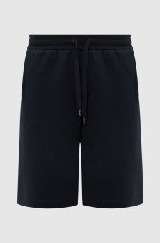 Темно-синие шорты с нашивкой монограмм логотипа