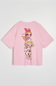 Бавовняна футболка з принтом The Powerpuff Girls - бегонія