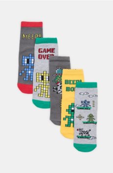 Шкарпетки з геймерським мотивом, набір з 5 - різнобарвний