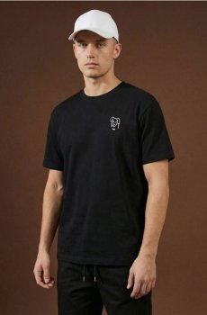 Бавовняна футболка з принтом - чорний