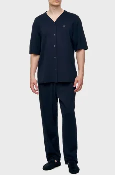 Мужская темно-синяя пижама (рубашка, брюки) Синий M Ermenegildo Zegna N6H151320.40214