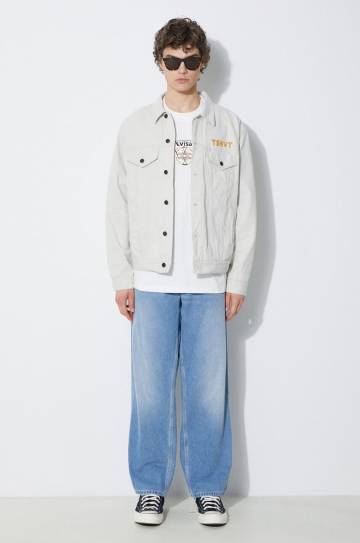 Джинсовая куртка thisisneverthat Trucker мужская цвет серый переходная oversize TN241WOWLS06 Джинсовая куртка thisisneverthat Trucker мужская цвет серый переходная oversize TN241WOWLS06