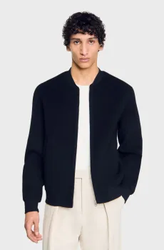 Мужской черный шерстяной бомбер Черный L Sandro SHPBL01060_Black