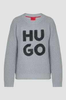 Мужской серый шерстяной свитер Серый S HUGO 50504388;039