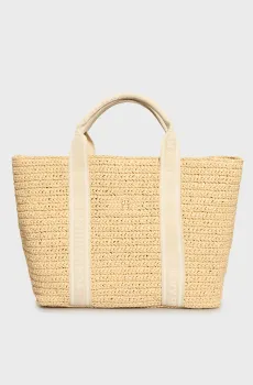 Женская бежевая сумка TH SPRING LOGO TOTE Бежевый ONESIZE Tommy Hilfiger AW0AW17196