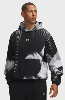 Мужское черное худи с узором UA Icon Fleece Printed HD Черный XL Under Armour 6016615-008