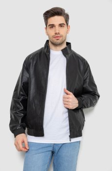Мужская черная кожаная куртка AG244R717