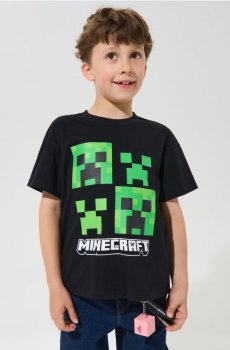 Бавовняна футболка з принтом Minecraft - чорний