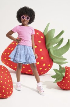 Джинсові шорти з квітковим принтом - синій