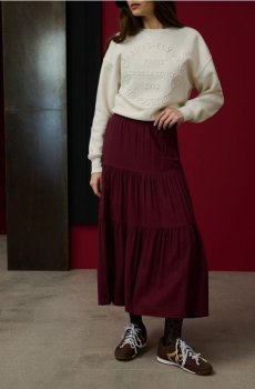 Спідниця міді з драпуванням - бордовий