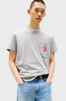 Мужская серая футболка REG MONOGRAM Серый M Tommy Jeans DM0DM21597