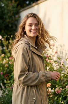 Парка з капюшоном і шнурком на талії - світло-зелений